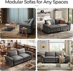 LINSY HOME 90" Modular Cloud Love Seat Sofa, Corduroy Soft Sectional Couch - Image 7