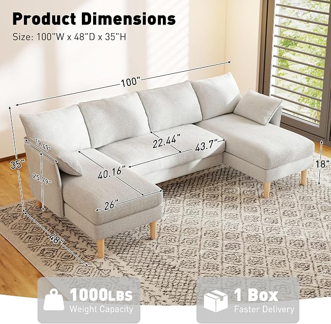 WorthFurni U Shaped Sectional Couches - Image 2