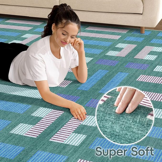 cotiled Boho 10x12 Area Rug for Living Room: Large Moroccan Washable Rug | - Image 3