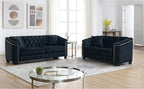 2 Piece Modern Chesterfield Velvet 77" 3-Seater+59" Loveseat Sofa Set, by Unknown