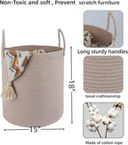 XUANGUO Cotton Rope Laundry Basket Hamper - Image 2