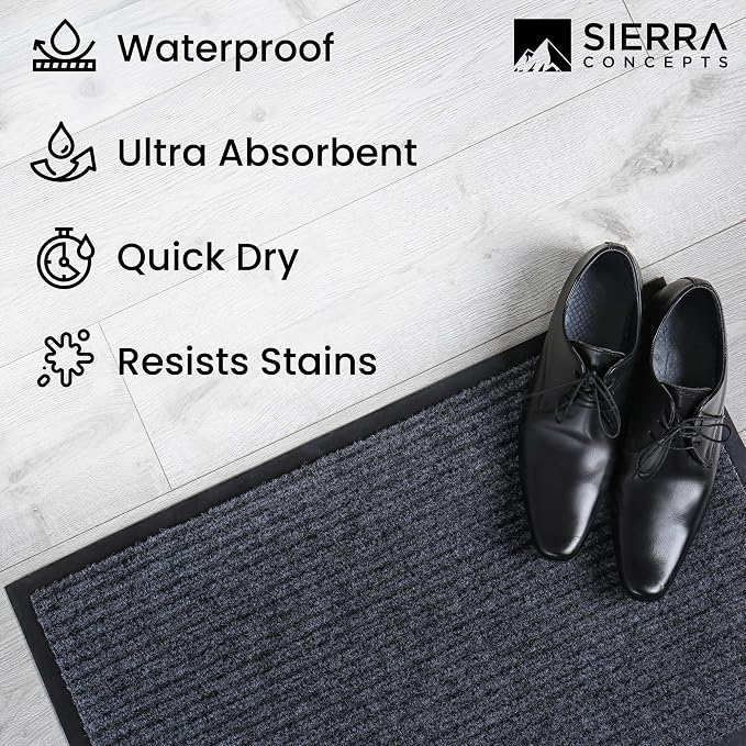 Front Door Mat, Indoor Outdoor Welcome Entryway Doormat, 30x17 Steel Gray | - Image 6