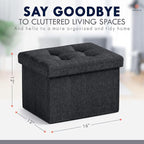 Ornavo Home Small Storage Ottoman Foldable Collapsible Rectangle Linen Ottoman - Image 2