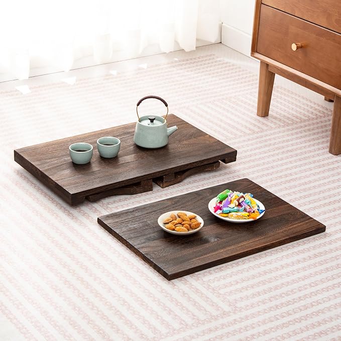 Japanese Altar Table, Vintage Black Minimalist Low Coffee Table, Foldable - Image 7