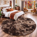 Amdrebio Brown Tan Round Fluffy Kids Area Rug 5Ft by Amdrebio