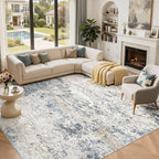 DMOYEST Area Rug Living Room Rugs 12x18 Extra Large Beige Blue Carpet | by DMOYEST