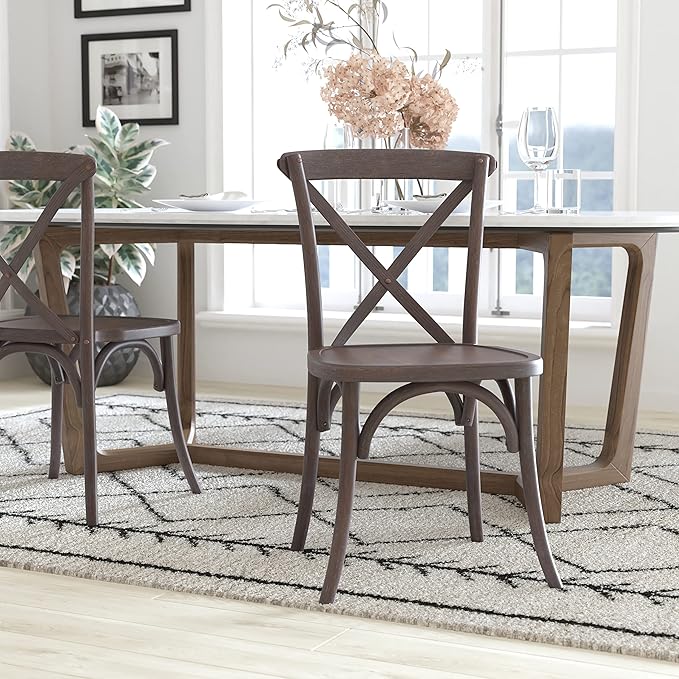 EMMA + OLIVER 2-Pack Wooden X-Back Dining Chair - Image 2
