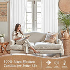 54 Inch White Linen Textured Blackout Curtains - Image 3