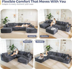 MAXYOYO 132" Giant U-Shaped Modular Sectional Couch, Modern Boneless Couch - Image 3