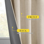 NICETOWN Cream Linen 100% Blackout Curtains 120 inches Length 2 Panels Set - Image 6
