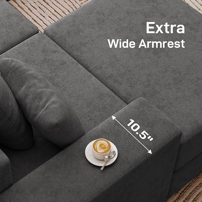 Living&Giving 128" U-Shaped Cloud Sectional Couch - Image 7