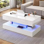 39.4" Large Lift Top Coffee Table, Modern High Glossy LED Coffee Tables - Image 4