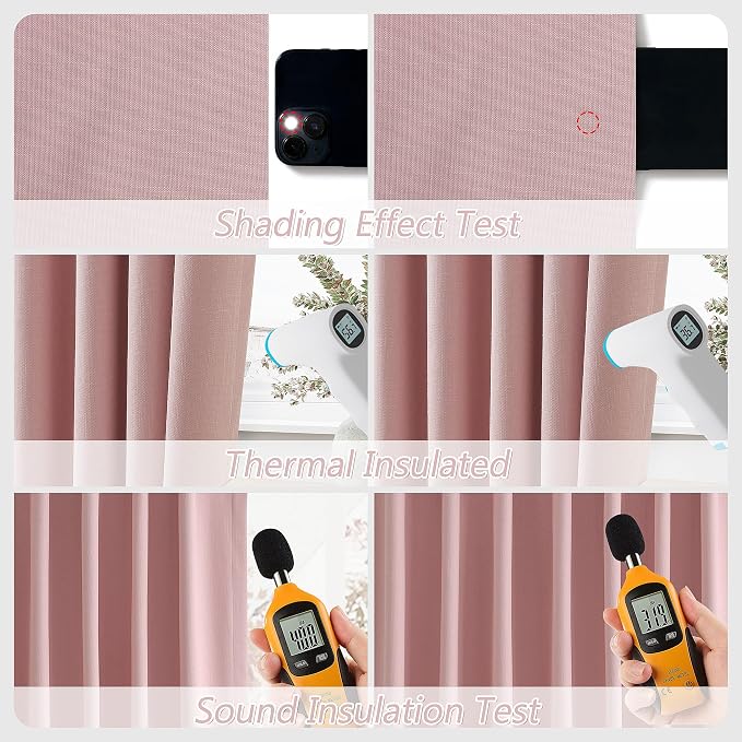 100% Blackout Linen Curtains 84 Inch 2 Panels Set - Image 5