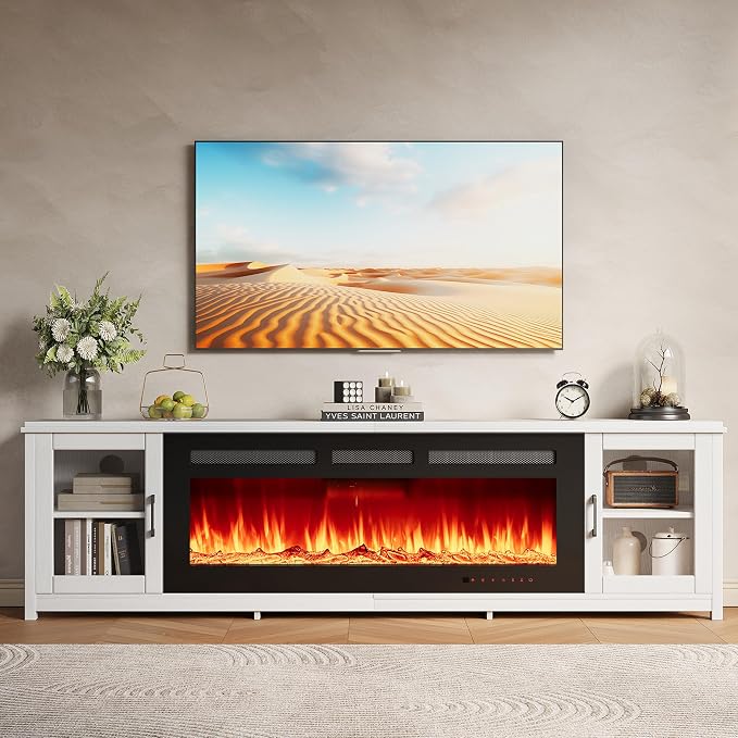 MXV 80" Fireplace TV Stand, Modern Entertainment Center - Image 6