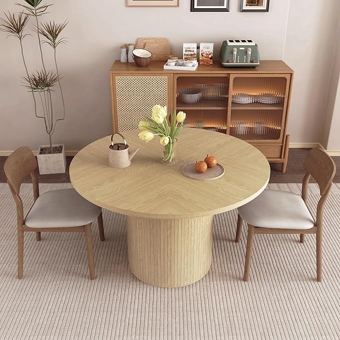 weselon Round Dining Table for 4, Modern Farmhouse Kitchen Table, 47 Inch Small - Image 3