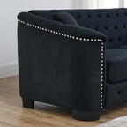 59" Modern Velvet Loveseat Chesterfield Sofa - Image 5