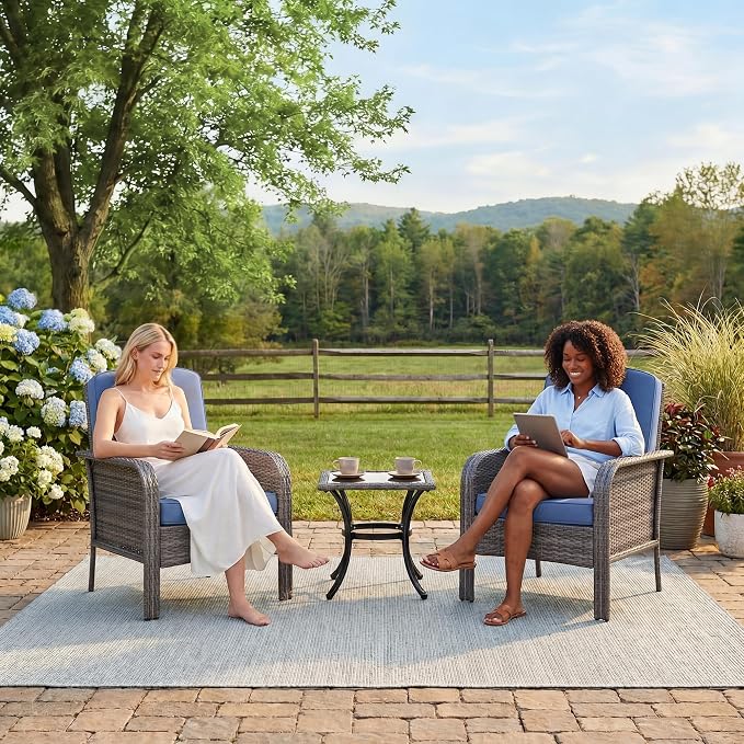 GarveeLife Set of 2 Wicker Patio Chairs, Heavy Duty, - Image 6