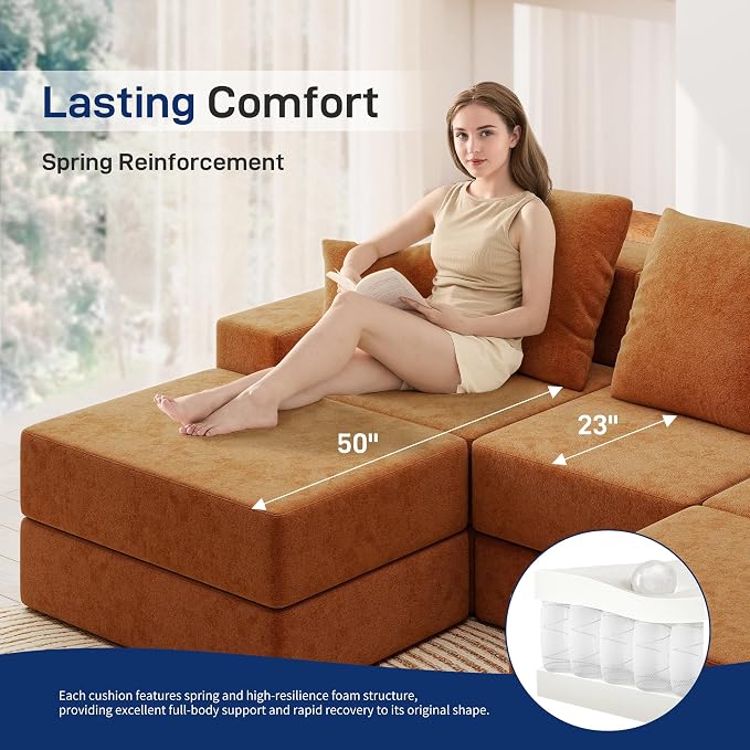 Living&Giving 101" U-Shaped Cloud Sectional Couch - Image 6