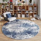 Blue Round Rugs 6ft Washable Circle Area Rug - Image 5