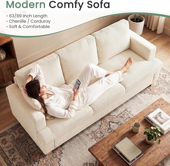 YOUDENOVA 63" Corduroy Sofa Couch Loveseat - Image 7