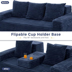 MAXYOYO Loveseat Sofa Bed, Striped Faux Fur Foldable Floor Sofa Couch in A Box - Image 6