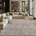 Schweek 8x10 Washable Area Rug Neutral Floral Rugs by Schweek