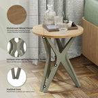 Pedestal Farmhouse End Table, Distressed Top - Image 4