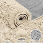 5x7 Fluffy Shag Area Rugs for Living Room Bedroom: Soft Plush Carpet Beige | - Image 6