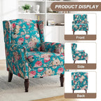 Pia Ricco Set of 2 Floral Accent Chairs, High Back Upholstered Armchairs - Image 3