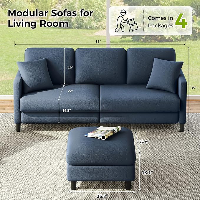 Welzona 83" Couches for Living Room, Teddy Sofa Couch - Image 2
