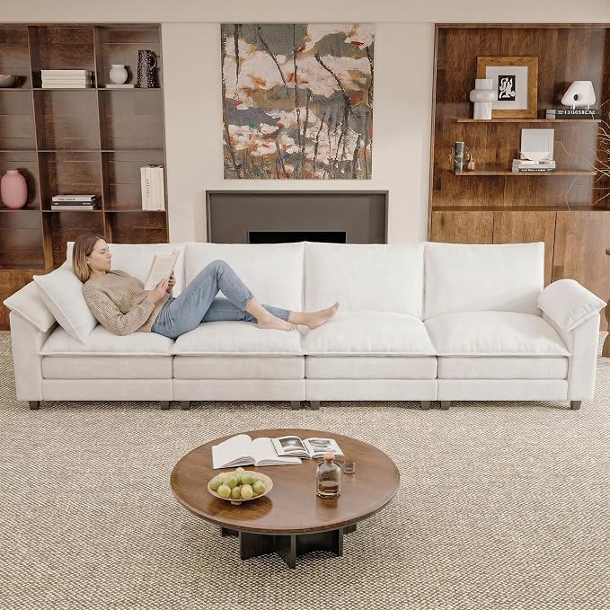 JUMMICO 159" Modular Sectional Chenille Couches Linear Sofa - Image 4