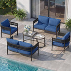Grand patio 6-Piece Outdoor Furniture Set, 6 Seats Wicker Sofa Conversation Set by GrandPatio