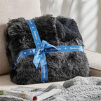 Bedsure GentleSoft Fuzzy Sherpa Faux Fur Twin Blanket Tie Dye Black Cozy Gifts - Image 6