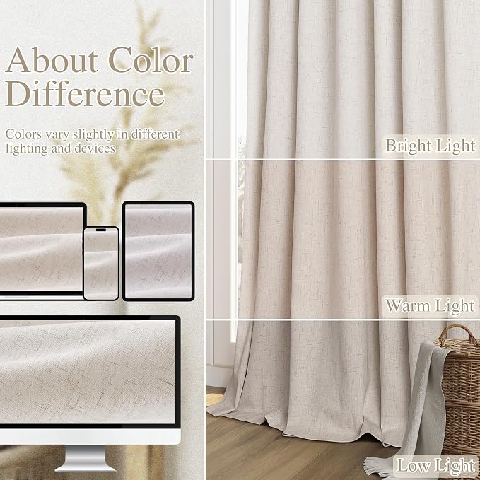 100% Blackout Curtains 120 Inch Length 2 Panels Set - Image 7