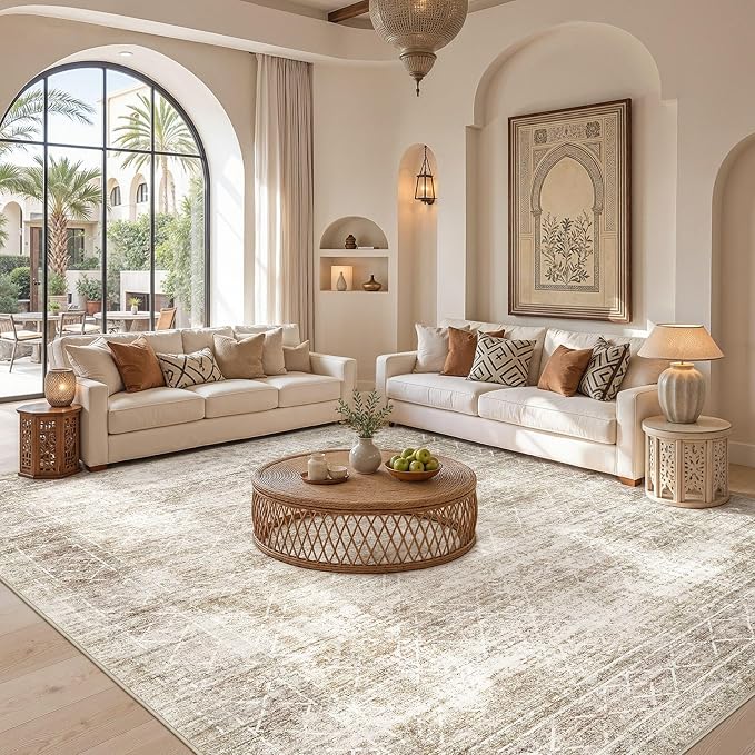 cotiled Boho 8x10 Area Rugs for Living Room: Large Moroccan Washable Rug | - Image 2