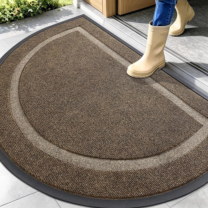 OLANLY Half Circle Front Door Mat Outside 47x32 All-Season Rubber Doormat | by OLANLY