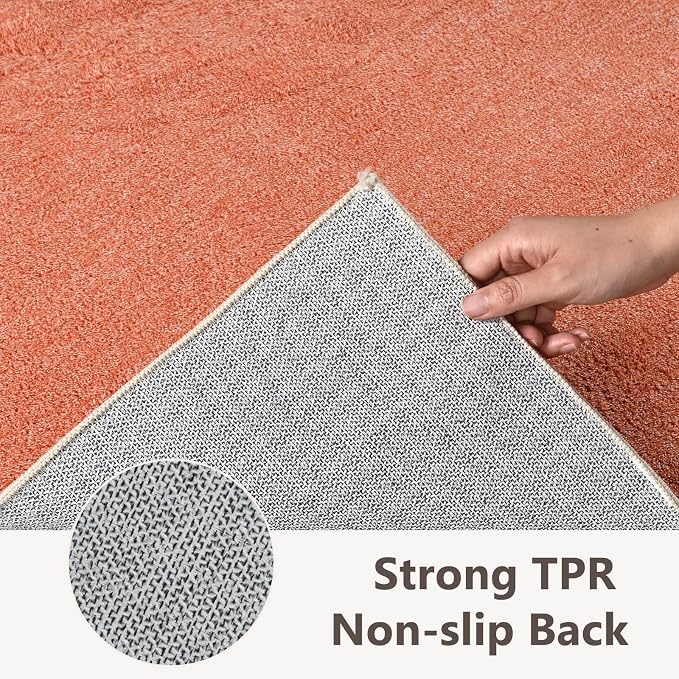 2x3 Orange/White Area Rug Washable Non-Slip Soft - Image 6