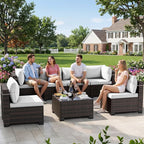 CHABATREE 7pcs Outdoor Patio Furniture Sets, Rattan Conversation Sectional Set - Image 7