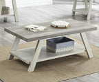 Contemporary Wood Coffee Table 48 in, Two-Tone Living Room Center Table - Image 6