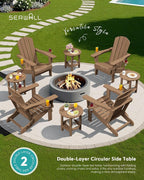 SERWALL Round Adirondack Side Table, 16.5" Double Outdoor Side Table, HDPE - Image 7