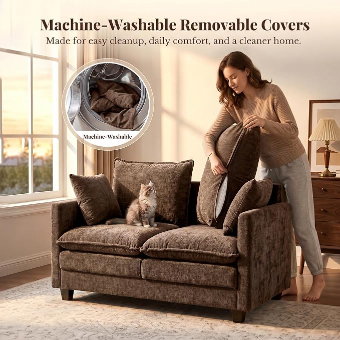 Loveseat Sofa with Cloud 3-Layer Cushion & 27" Deep Seat, Modern Love Seat - Image 7
