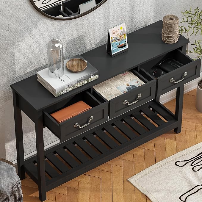 ChooChoo Console Table with 3 Drawers, Rustic Entryway Table, Narrow Long Sofa - Image 5
