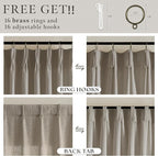 Pinch Pleated Burlywood Thick Linen Semi Sheer Curtains 108 Inches Length | - Image 4