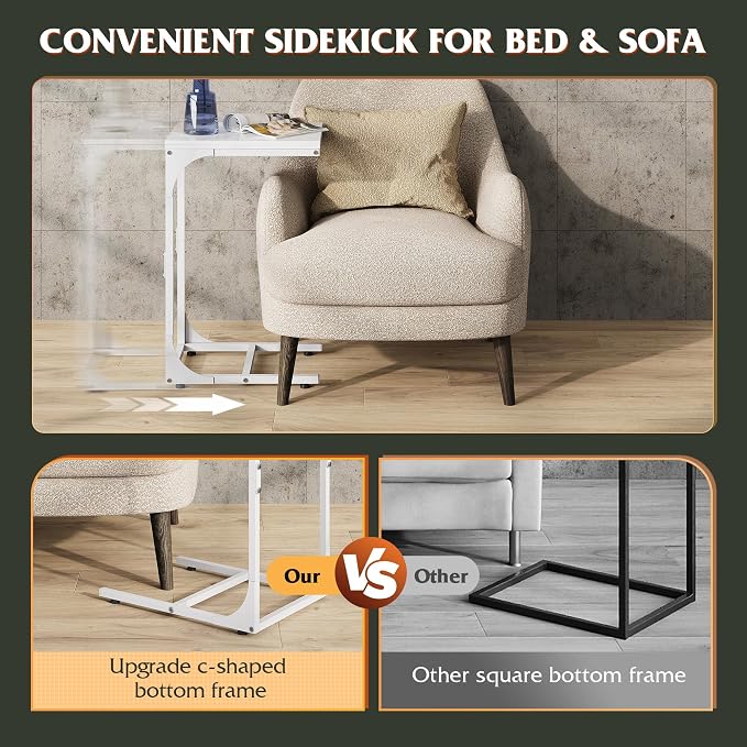 WLIVE C Shaped End Table, Small Couch Side Tables - Image 4