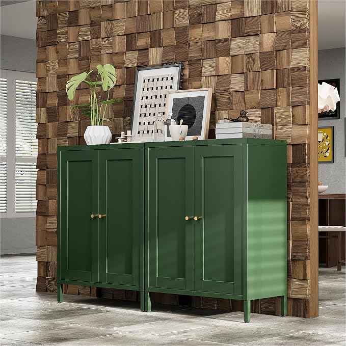 Bevivog Small Bathroom Storage Cabinet, Metal Floor Cabinets Sideboard - Image 4