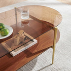 LumFurn X-Large Oval Glass Coffee Table, Mid-Century Modern Design, L47 x W24 x - Image 9