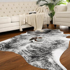 Western Faux Cowhide Rug, Animal Cow Hide Rug, 3.6 x 2.3 Ft Black | Premium - Image 2