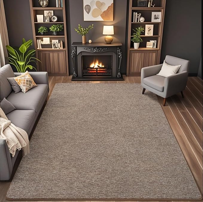 5x7 Area Rugs for Living Room Non Slip Dorm Bedroom Rug, Matte Brown | Modern - Image 8