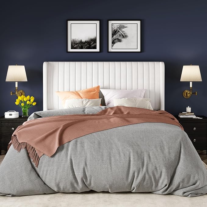Allewie Full Size Velvet Bed Frame/Vertical Channel Tufted Wingback - Image 3