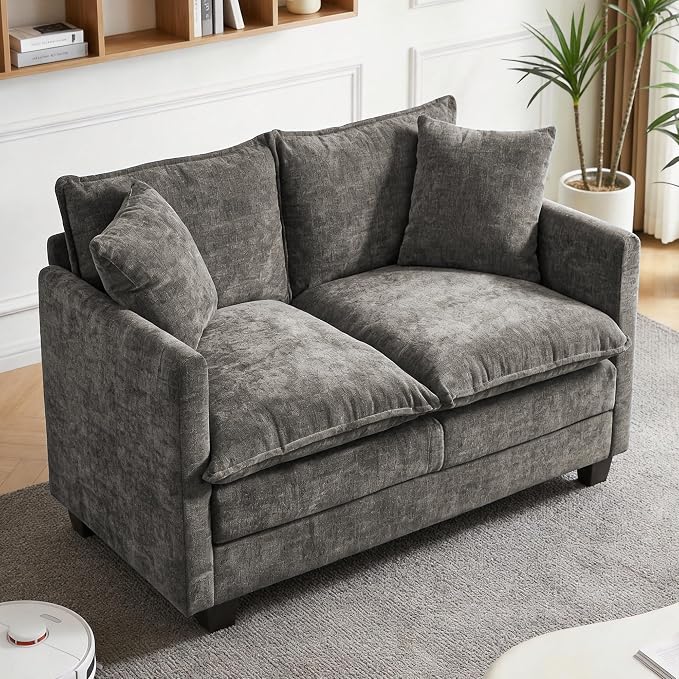 Loveseat Sofa, Comfy Chenille Small Couch by Unknown